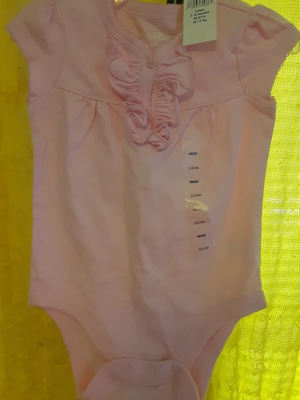 GAP Light Pink Ruffle Front Infant One-Piece Bodysuit